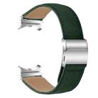 For Samsung Galaxy Watch 7 40 / 44mm Lychee Texture Silver Turtle Back Buckle Leather Watch Band(Green) - 2