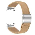 For Samsung Galaxy Watch 7 40 / 44mm Lychee Texture Silver Turtle Back Buckle Leather Watch Band(Camel) - 2