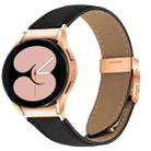 For Samsung Galaxy Watch 7 40 / 44mm Quick Release Lychee Texture Rose Gold Turtle Back Buckle Leather Watch Band(Black) - 1