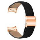 For Samsung Galaxy Watch 7 40 / 44mm Quick Release Lychee Texture Rose Gold Turtle Back Buckle Leather Watch Band(Black) - 2