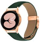 For Samsung Galaxy Watch 7 40 / 44mm Quick Release Lychee Texture Rose Gold Turtle Back Buckle Leather Watch Band(Green) - 1
