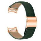 For Samsung Galaxy Watch 7 40 / 44mm Quick Release Lychee Texture Rose Gold Turtle Back Buckle Leather Watch Band(Green) - 2