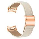 For Samsung Galaxy Watch 7 40 / 44mm Quick Release Lychee Texture Rose Gold Turtle Back Buckle Leather Watch Band(Creamy White) - 2
