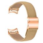 For Samsung Galaxy Watch 7 40 / 44mm Quick Release Lychee Texture Rose Gold Turtle Back Buckle Leather Watch Band(Camel) - 2