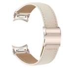 For Samsung Galaxy Watch 7 40 / 44mm Quick Release Lychee Texture Starlight Turtle Back Buckle Leather Watch Band(Creamy White) - 2