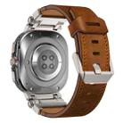 For Samsung Galaxy Watch Ultra 47mm Explorer Stainless Steel Head Leather Watch Band(Titanium Crazy Horse) - 3