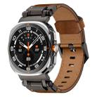 For Samsung Galaxy Watch Ultra 47mm Explorer Stainless Steel Head Leather Watch Band(Black Crazy Horse) - 1