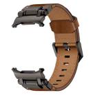 For Samsung Galaxy Watch Ultra 47mm Explorer Stainless Steel Head Leather Watch Band(Black Crazy Horse) - 2