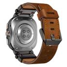 For Samsung Galaxy Watch Ultra 47mm Explorer Stainless Steel Head Leather Watch Band(Black Crazy Horse) - 3