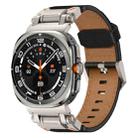 For Samsung Galaxy Watch Ultra 47mm Explorer Stainless Steel Head Leather Watch Band(Titanium Black) - 1