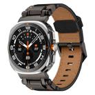 For Samsung Galaxy Watch Ultra 47mm Explorer Stainless Steel Head Leather Watch Band(Black) - 1