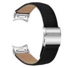 For Samsung Galaxy Watch 7 40 / 44mm Quick Release Lychee Texture Silver Turtle Back Buckle Leather Watch Band(Black) - 2