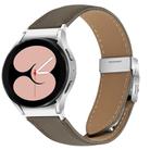 For Samsung Galaxy Watch 7 40 / 44mm Quick Release Lychee Texture Silver Turtle Back Buckle Leather Watch Band(Gray) - 1