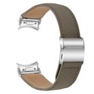 For Samsung Galaxy Watch 7 40 / 44mm Quick Release Lychee Texture Silver Turtle Back Buckle Leather Watch Band(Gray) - 2