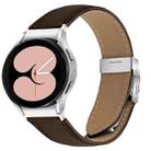 For Samsung Galaxy Watch 7 40 / 44mm Quick Release Lychee Texture Silver Turtle Back Buckle Leather Watch Band(Coffee Color) - 1