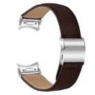 For Samsung Galaxy Watch 7 40 / 44mm Quick Release Lychee Texture Silver Turtle Back Buckle Leather Watch Band(Coffee Color) - 2
