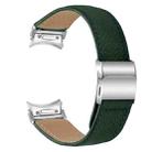 For Samsung Galaxy Watch 7 40 / 44mm Quick Release Lychee Texture Silver Turtle Back Buckle Leather Watch Band(Green) - 2
