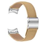 For Samsung Galaxy Watch 7 40 / 44mm Quick Release Lychee Texture Silver Turtle Back Buckle Leather Watch Band(Camel) - 2