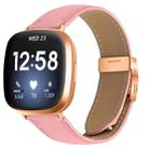 For Fitbit Versa 3 / 4 Lychee Texture Rose Gold Turtle Back Buckle Leather Watch Band(Pink) - 1