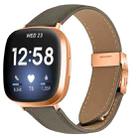 For Fitbit Versa 3 / 4 Lychee Texture Rose Gold Turtle Back Buckle Leather Watch Band(Gray) - 1