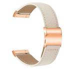 For Fitbit Versa 3 / 4 Lychee Texture Rose Gold Turtle Back Buckle Leather Watch Band(Creamy White) - 2