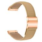 For Fitbit Versa 3 / 4 Lychee Texture Rose Gold Turtle Back Buckle Leather Watch Band(Camel) - 2