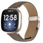 For Fitbit Versa 3 / 4 Lychee Texture Starlight Turtle Back Buckle Leather Watch Band(Gray) - 1