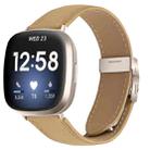 For Fitbit Versa 3 / 4 Lychee Texture Starlight Turtle Back Buckle Leather Watch Band(Camel) - 1