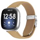 For Fitbit Versa 3 / 4 Lychee Texture Silver Turtle Back Buckle Leather Watch Band(Camel) - 1