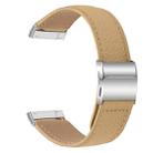 For Fitbit Versa 3 / 4 Lychee Texture Silver Turtle Back Buckle Leather Watch Band(Camel) - 2