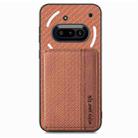 For Nothing Phone 3a Carbon Fiber Magnetic Card Bag Phone Case(Brown) - 2