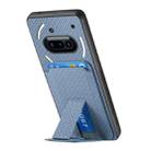For Nothing Phone 3a Carbon Fiber Card Bag Fold Stand Phone Case(Blue) - 3