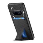For Nothing Phone 3a Carbon Fiber Card Bag Fold Stand Phone Case(Black) - 3