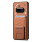 For Nothing Phone 3a Carbon Fiber Card Bag Fold Stand Phone Case(Brown) - 2
