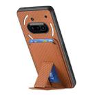 For Nothing Phone 3a Carbon Fiber Card Bag Fold Stand Phone Case(Brown) - 3