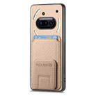 For Nothing Phone 3a Carbon Fiber Card Bag Fold Stand Phone Case(Khaki) - 2