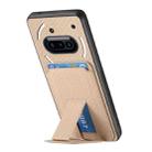 For Nothing Phone 3a Carbon Fiber Card Bag Fold Stand Phone Case(Khaki) - 3
