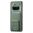 For Nothing Phone 3a Carbon Fiber Card Bag Fold Stand Phone Case(Green) - 2