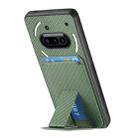 For Nothing Phone 3a Carbon Fiber Card Bag Fold Stand Phone Case(Green) - 3