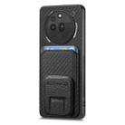 For Nothing Phone 3a Pro Carbon Fiber Card Bag Fold Stand Phone Case(Black) - 2