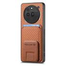 For Nothing Phone 3a Pro Carbon Fiber Card Bag Fold Stand Phone Case(Brown) - 2