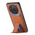 For Nothing Phone 3a Pro Carbon Fiber Card Bag Fold Stand Phone Case(Brown) - 3