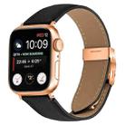 For Apple Watch 46mm / 49mm / 45mm / 44mm Lychee Texture Rose Gold Turtle Back Buckle Leather Watch Band(Black) - 1
