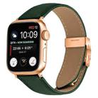 For Apple Watch 46mm / 49mm / 45mm / 44mm Lychee Texture Rose Gold Turtle Back Buckle Leather Watch Band(Green) - 1