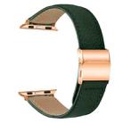 For Apple Watch 46mm / 49mm / 45mm / 44mm Lychee Texture Rose Gold Turtle Back Buckle Leather Watch Band(Green) - 2