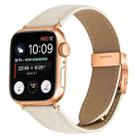 For Apple Watch 46mm / 49mm / 45mm / 44mm Lychee Texture Rose Gold Turtle Back Buckle Leather Watch Band(Creamy White) - 1