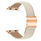 For Apple Watch 46mm / 49mm / 45mm / 44mm Lychee Texture Rose Gold Turtle Back Buckle Leather Watch Band(Creamy White) - 2