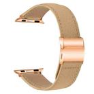 For Apple Watch 46mm / 49mm / 45mm / 44mm Lychee Texture Rose Gold Turtle Back Buckle Leather Watch Band(Camel) - 2