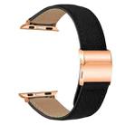 For Apple Watch 42mm / 41mm / 40mm / 38mm Lychee Texture Rose Gold Turtle Back Buckle Leather Watch Band(Black) - 2