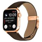 For Apple Watch 42mm / 41mm / 40mm / 38mm Lychee Texture Rose Gold Turtle Back Buckle Leather Watch Band(Coffee Color) - 1
